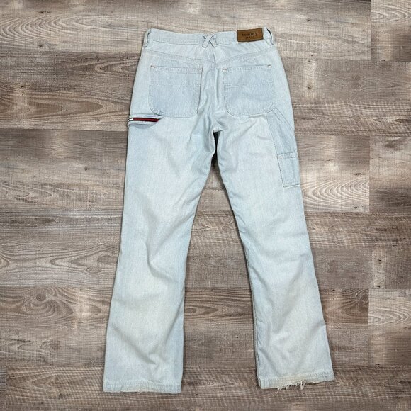 VTG Y2K Tommy Hilfiger Jeans Womens 9 x 31" Carpenter Cargo Boot Flare Flag Loop - Picture 2 of 15